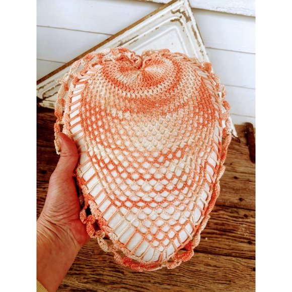 Vintage Small Thread Crochet Heart Shaped Accent Pillow - Picture 11 of 13